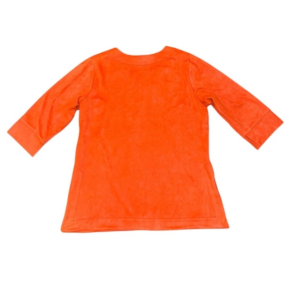 Gretchen Scott suede beach resortwear orange shift top women’s size XL - Picture 2 of 8